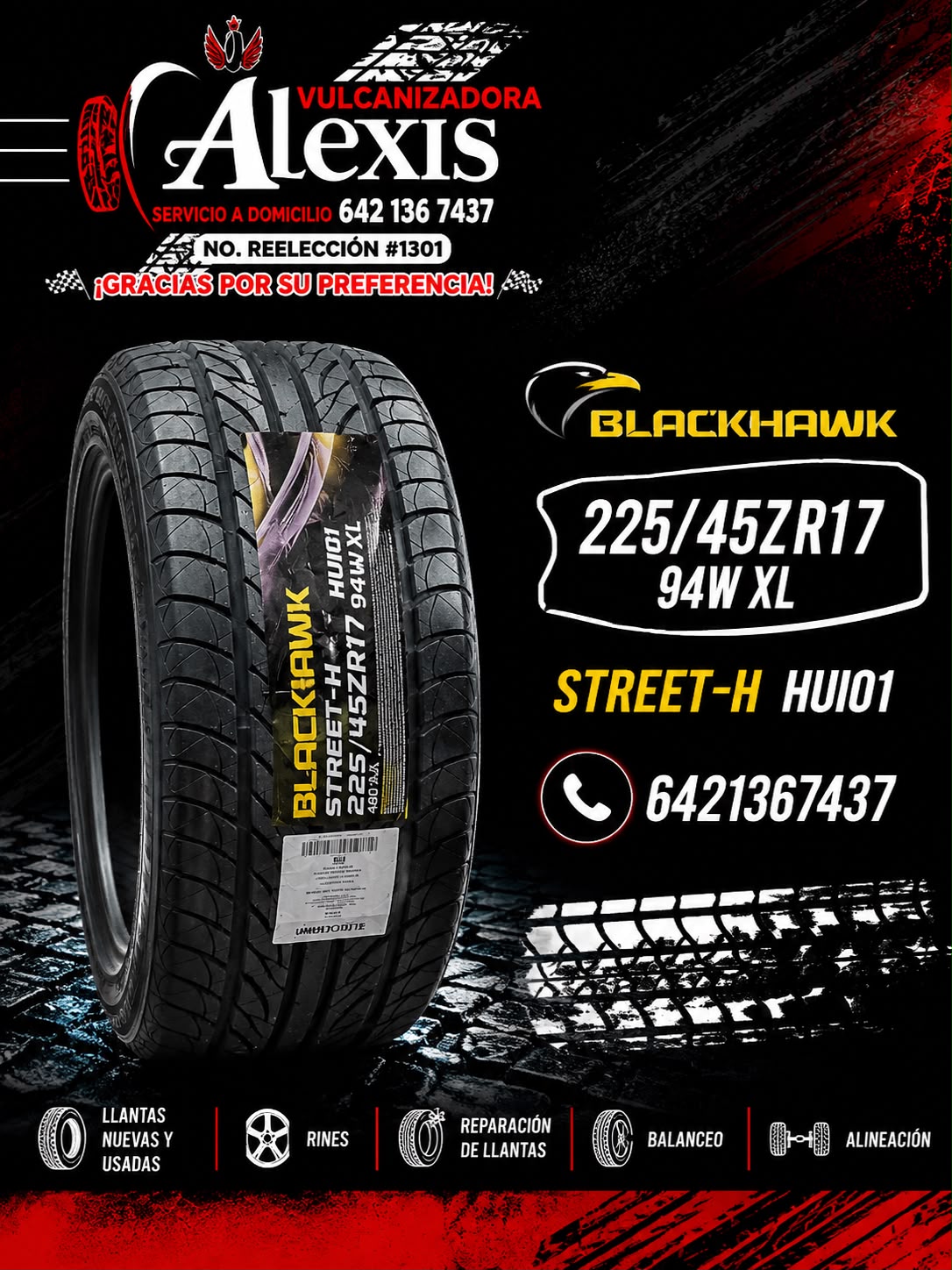 Llanta Blackhawk Street-H HU101 225/45ZR17