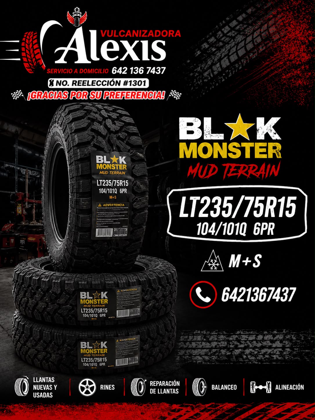 Llantas Blk Monster Mud Terrain LT235/75R15