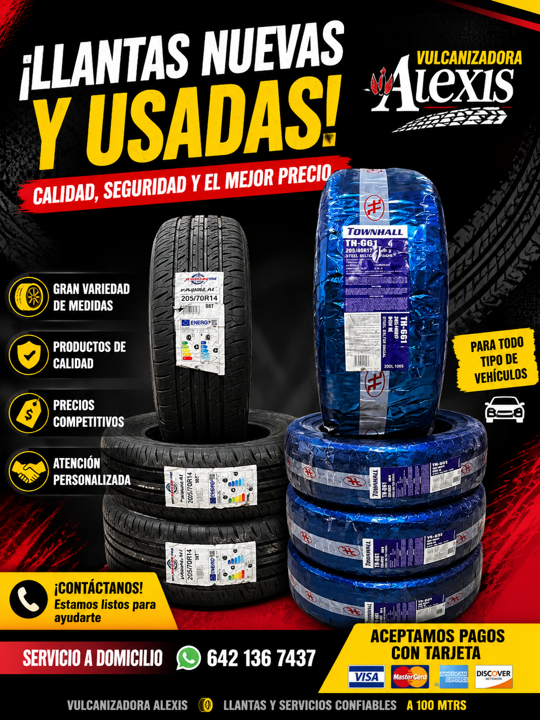 Promoción llantas nuevas y usadas Vulcanizadora Alexis